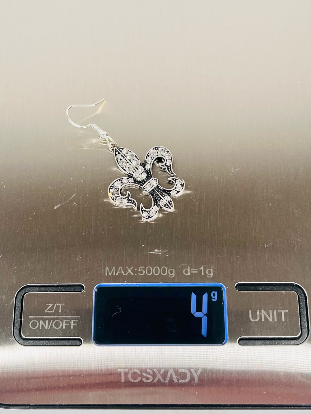 Fleur-de-Lis Rhinestone Earrings - Picture 7 of 9
